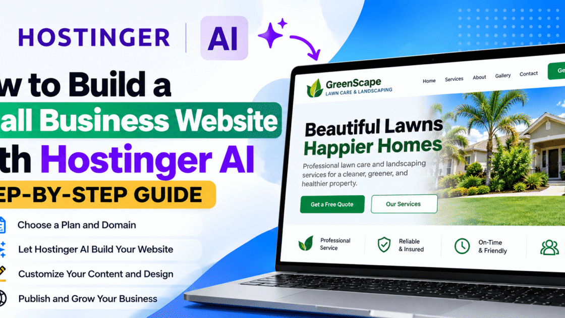 Laptop displaying a small business website planning checklist with services, contact details, and design preferences.